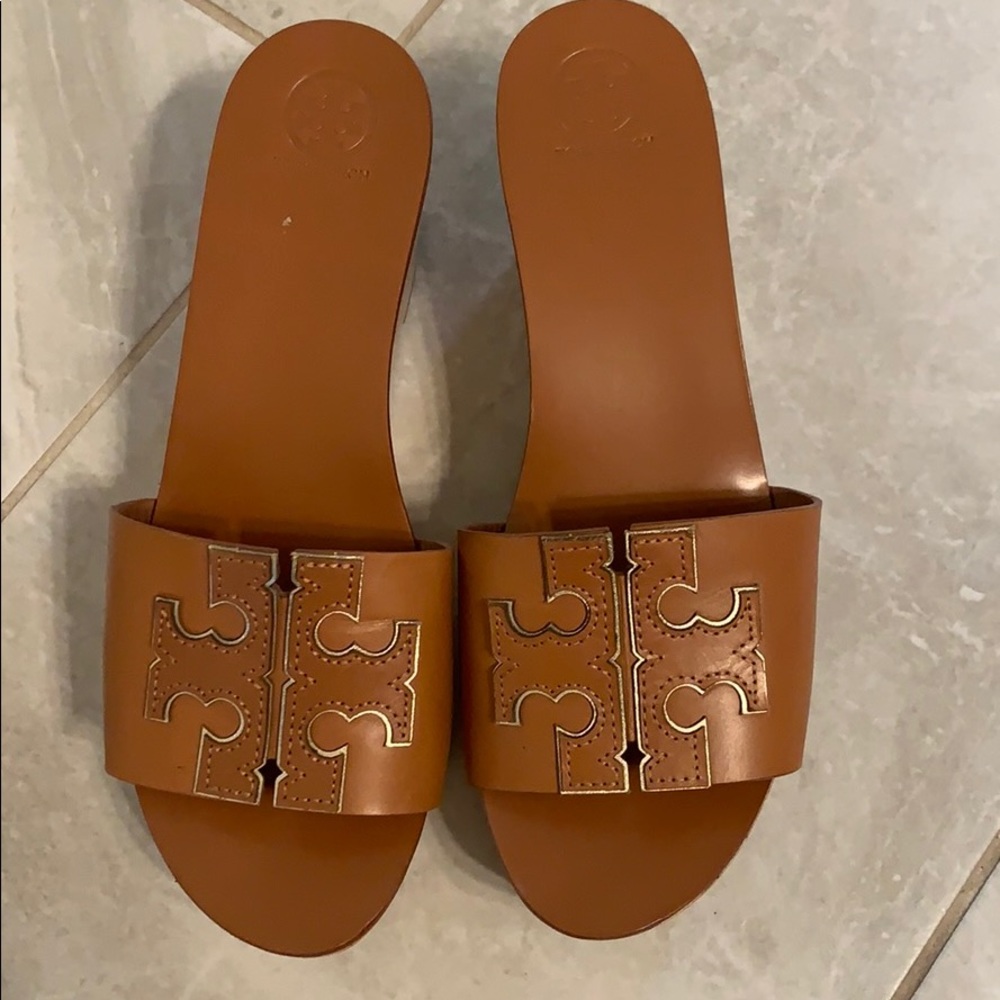 Tory Burch Ines Wedge Sandal Slide Worn once! Sz 9